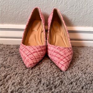 Elegant Pink Tweed Women's Shoes